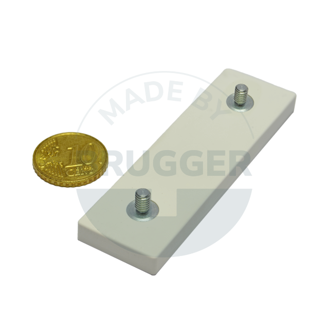 Gummiertes Magnetsystem mit Außengewinde rechteckig weiß | © Brugger GmbH