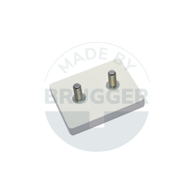 Gummiertes Magnetsystem mit Außengewinde rechteckig weiß | © Brugger GmbH