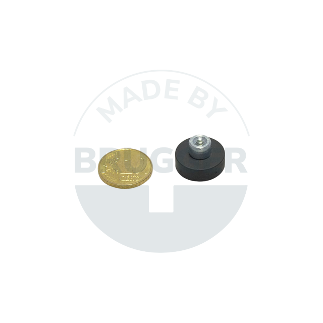Gummierter Magnet mit Gewindebuchse 18mm M4 | © Brugger GmbH