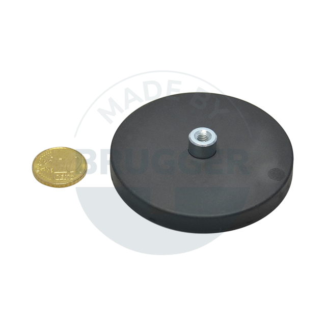 Gummierter Magnet mit Gewindebuchse 66mm M5 | © Brugger GmbH