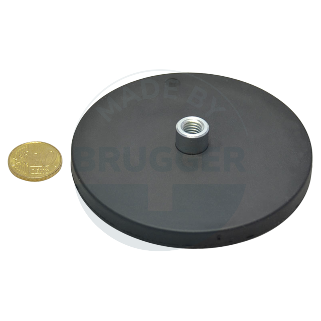 Gummierter Magnet mit Gewindebuchse 88mm M8 | © Brugger GmbH