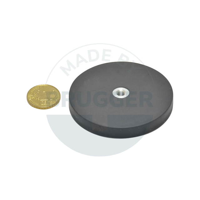 Rubberised magnet with internal thread 57mm M5 | © Brugger GmbH