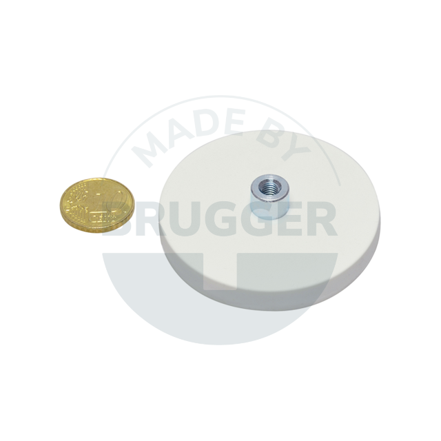 Gummierter Magnet mit Gewindebuchse 57mm M5 | © Brugger GmbH