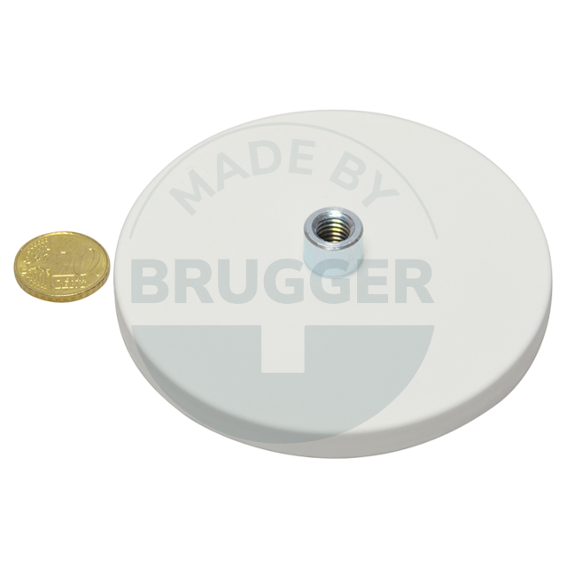 Rubberised magnet with threaded bush 88mm M8 | © Brugger GmbH