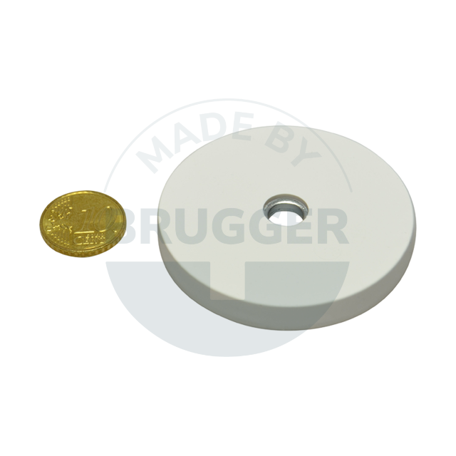 Gummierter Magnet mit Zylinderbohrung 57mm | © Brugger GmbH
