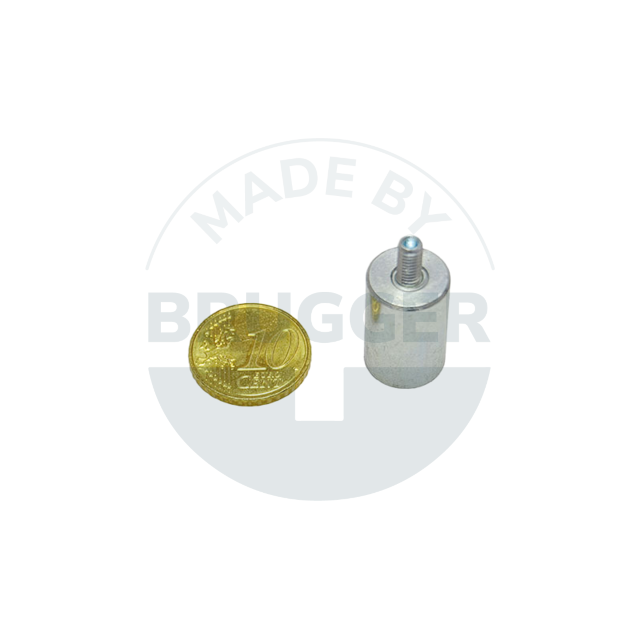 Aimant grappin en AlNiCo boîtier en acier avec filetage extérieur galvanisé 13mm M4x8 | © Brugger GmbH