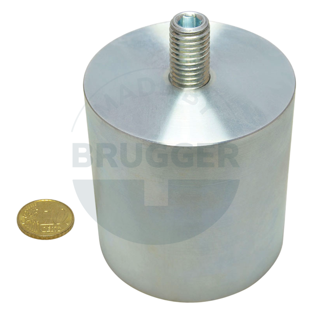 Aimant grappin en AlNiCo boîtier en acier avec filetage extérieur galvanisé 63mm M12x20 | © Brugger GmbH