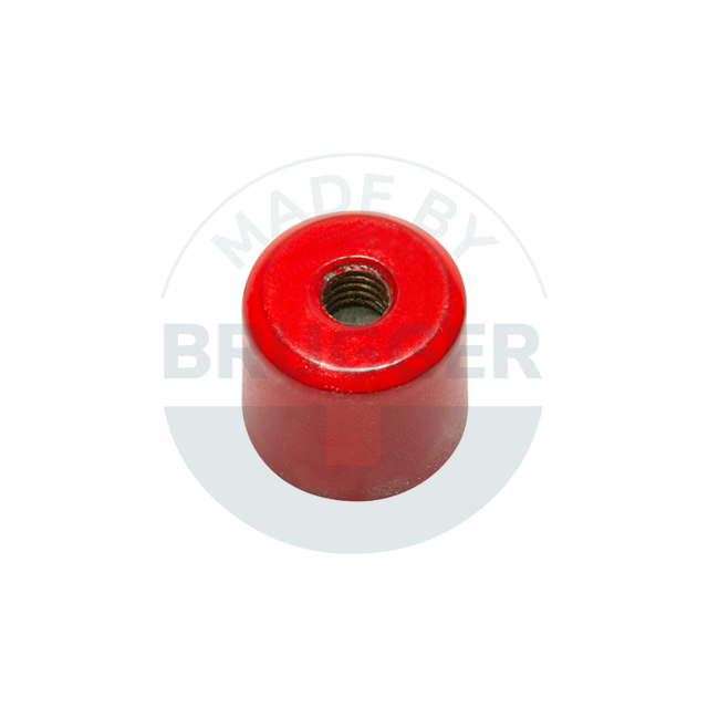 Aimant grappin en AlNiCo boîtier en acier avec filetage intérieur laqué rouge 17mm | © Brugger GmbH