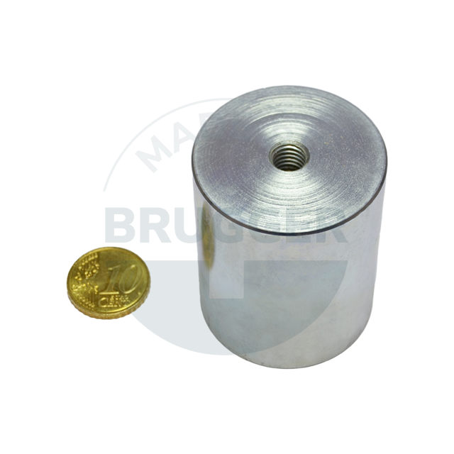 Aimant grappin en AlNiCo boîtier en acier avec filetage intérieur galvanisé 40mm | © Brugger GmbH