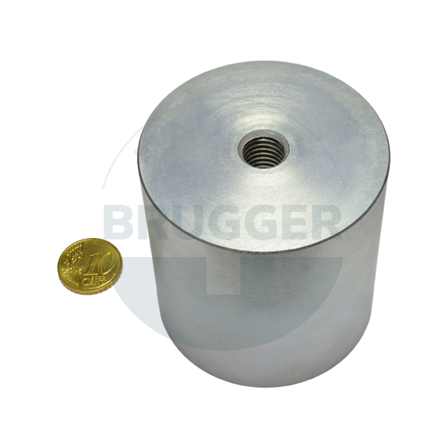 Aimant grappin en AlNiCo boîtier en acier avec filetage intérieur galvanisé 63mm | © Brugger GmbH