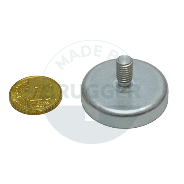 Pot magnet made of hard ferrite steel housing with external thread galvanised 32mm M6x12 | © Brugger GmbH