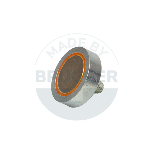Aimant à pot en NdFeB boîtier en acier avec filetage extérieur galvanisé jusqu'à 150°C verso 25mm M6 | © Brugger GmbH