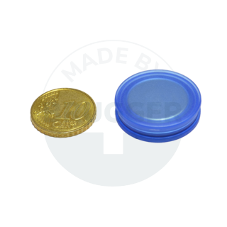 Aimant pour tableau en verre rond bleu transparent 25mm | © Brugger GmbH