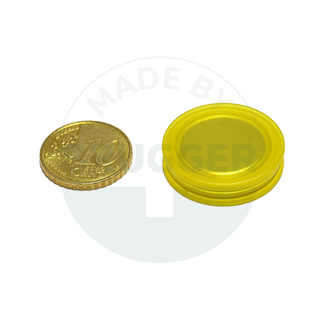 Aimant pour tableau en verre rond jaune transparent 25mm | © Brugger GmbH