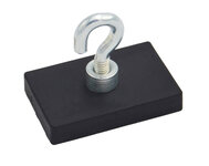 Rubberized magnet systems rectangular black with hook M4 35x22.5mm | © Brugger GmbH