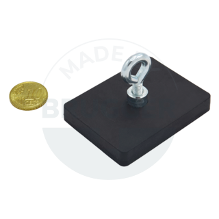 Rubberized magnet systems rectangular black with hook M5 59x45mm | © Brugger GmbH