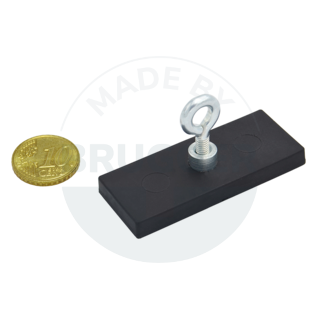 Rubberized magnet systems rectangular black with hook M4 55x22.5mm | © Brugger GmbH