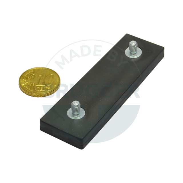 Gummierte Magnetsysteme rechteckig schwarz mit 2x Außengewinde M4 | © Brugger GmbH