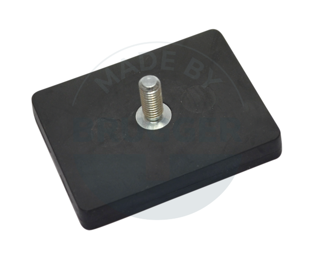 Rubberised magnet systems rectangular black with external thread M6 | © Brugger GmbH