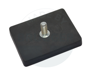 Rubberised magnet systems rectangular black with external thread M6 | © Brugger GmbH