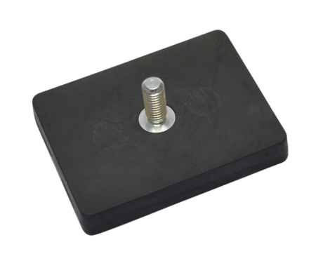 Rubberised magnet systems rectangular black with external thread M6 | © Brugger GmbH