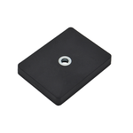 Rubberised magnet systems rectangular black with hole and countersink  | © BruggerGmbH