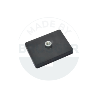 Gummiertes Magnetsystem mit Gewindebuchse rechteckig schwarz | © Brugger GmbH