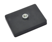 Rubberised magnet system with threaded bush rectangular black | © Brugger GmbH
