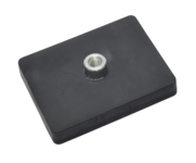 Rubberised magnet system with threaded bush rectangular black | © Brugger GmbH