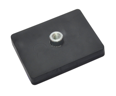 Rubberised magnet system with threaded bush rectangular black | © Brugger GmbH