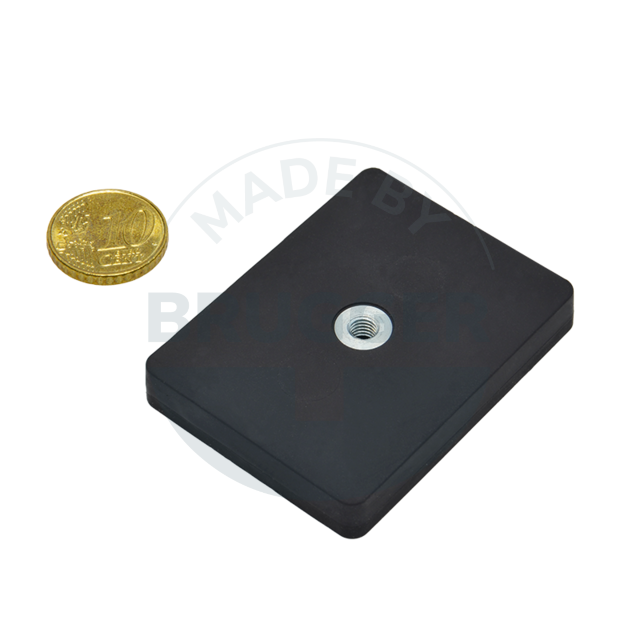 Gummiertes Magnetsystem mit Innengewinde rechteckig schwarz | © Brugger GmbH