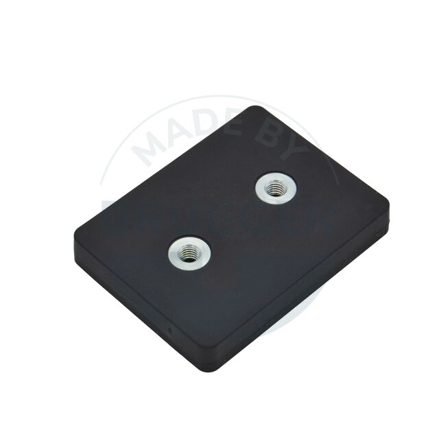 Gummiertes Magnetsystem mit Innengewinde rechteckig schwarz | © Brugger GmbH