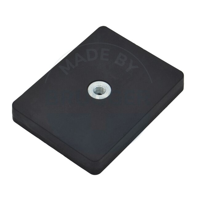 Gummiertes Magnetsystem mit Innengewinde rechteckig schwarz | © Brugger GmbH