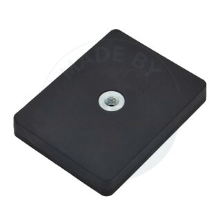 Rubberised magnet system with internal thread rectangular black | © Brugger GmbH