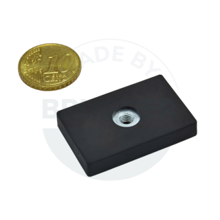 Gummiertes Magnetsystem mit Innengewinde rechteckig schwarz | © Brugger GmbH