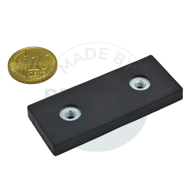 Gummiertes Magnetsystem mit Innengewinde rechteckig schwarz | © Brugger GmbH
