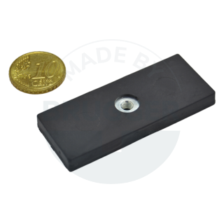 Gummiertes Magnetsystem mit Innengewinde rechteckig schwarz | © Brugger GmbH