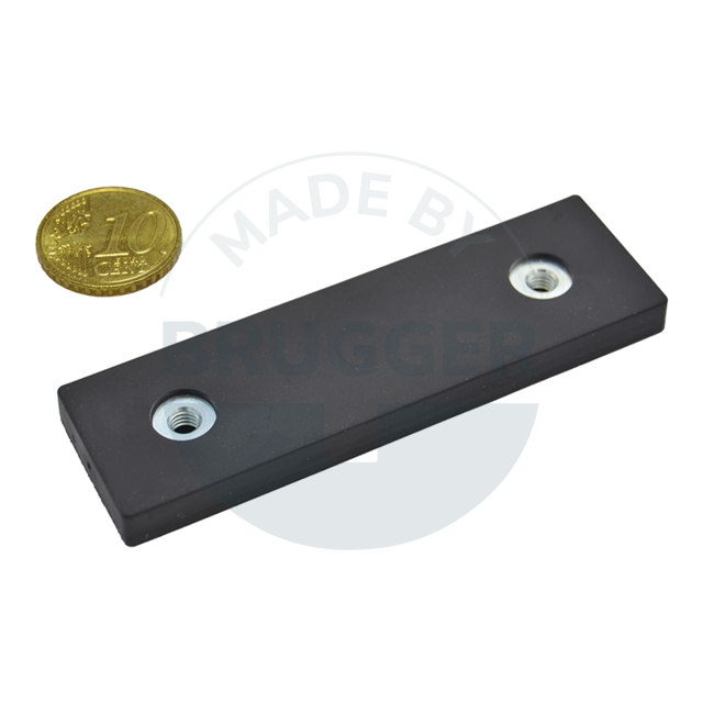 Gummiertes Magnetsystem mit Innengewinde rechteckig schwarz | © Brugger GmbH
