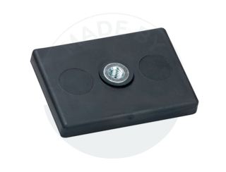 Gummiertes Magnetsystem mit Innengewindebuchse M4 rechteckig schwarz 43x31mm | © Brugger GmbH