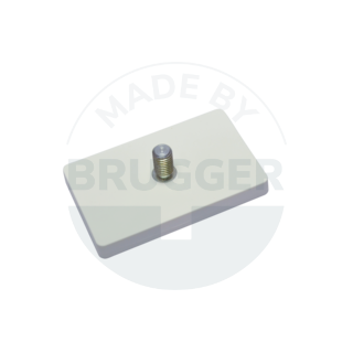Gummiertes Magnetsystem mit Außengewinde rechteckig weiß | © Brugger GmbH