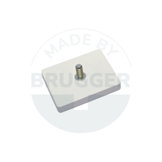 Gummiertes Magnetsystem mit Außengewinde rechteckig weiß | © Brugger GmbH