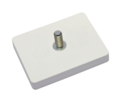 Rubberised magnet system with external thread rectangular white | © Brugger GmbH