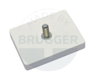 Rubberised magnet system with external thread rectangular white | © Brugger GmbH
