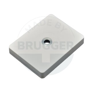 Rubberised magnet system with hole and countersink rectangular white | © Brugger GmbH