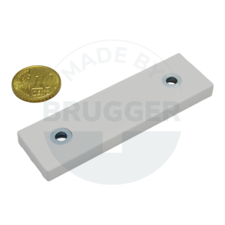 Gummiertes Magnetsystem mit Bohrung und Senkung rechteckig weiß | © Brugger GmbH