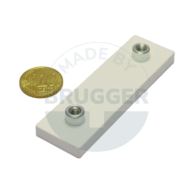 Gummiertes Magnetsystem mit Gewindebuchse rechteckig weiß | © Brugger GmbH