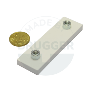 Gummiertes Magnetsystem mit Gewindebuchse rechteckig weiß | © Brugger GmbH