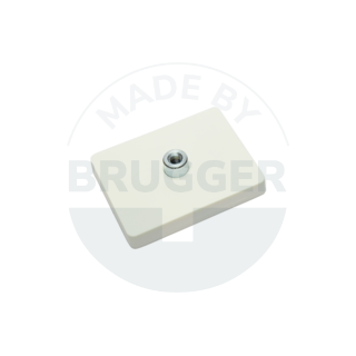 Gummiertes Magnetsystem mit Gewindebuchse rechteckig weiß | © Brugger GmbH