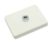 Rubberised magnet system with threaded bush rectangular white | © Brugger GmbH