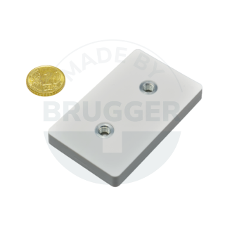Gummiertes Magnetsystem mit Innengewinde rechteckig weiß | © Brugger GmbH